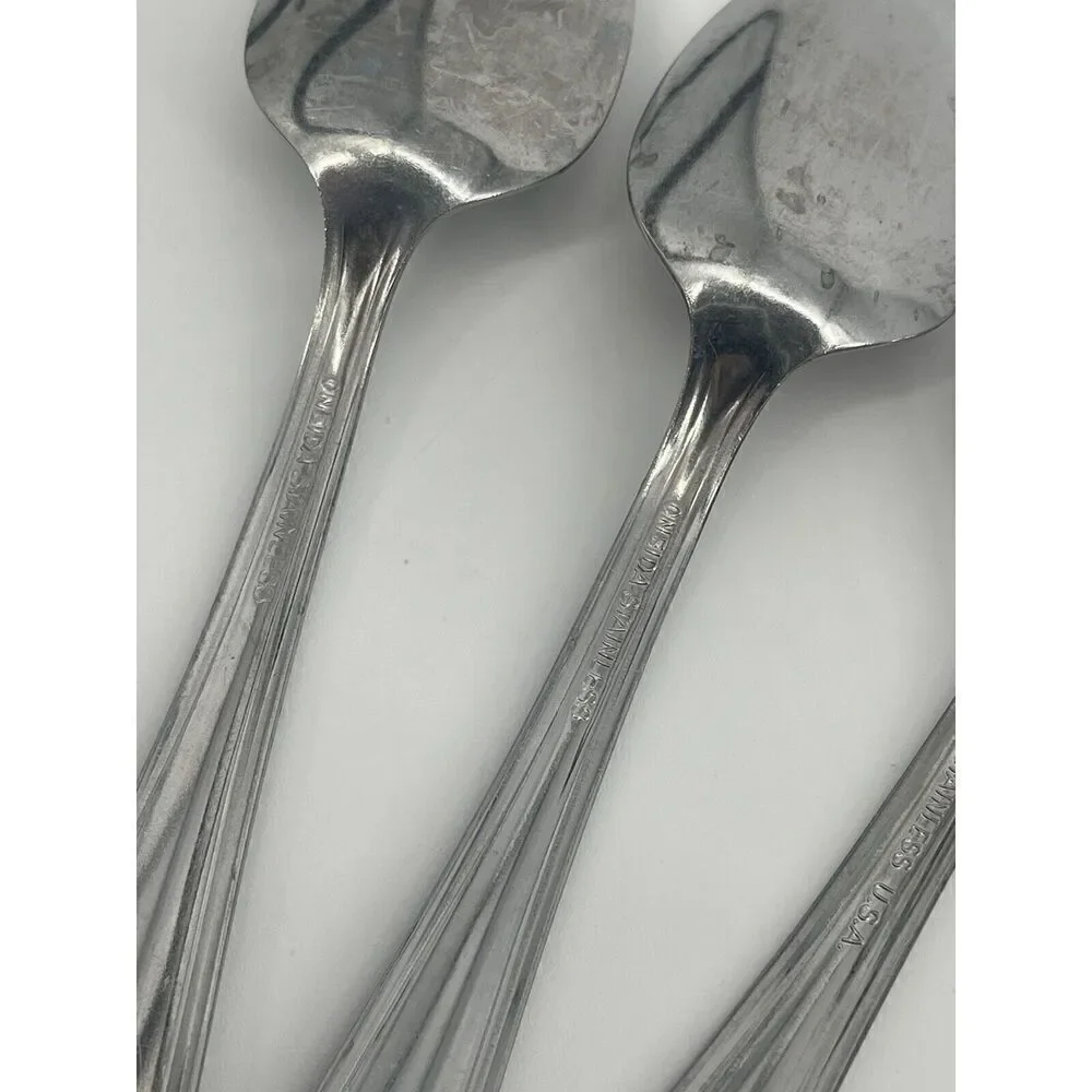 Oneida Parade Stainless Glossy Outline Thor Teaspoons 6” Set Of 4